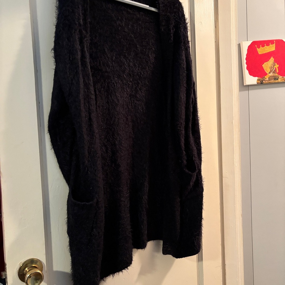 Women's Black Fuzzy Sweater